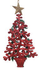 Load image into Gallery viewer, Red/Green/Gold Glittered Christmas Tree Ornament with Gold Star Assortment
