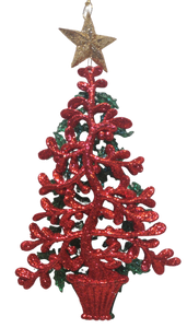 Red/Green/Gold Glittered Christmas Tree Ornament with Gold Star Assortment