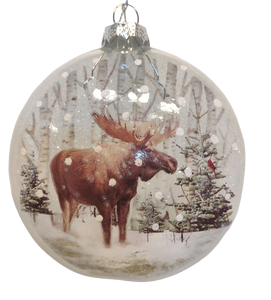 Glass Deer/Moose Ornaments with Winter Scene Assortment