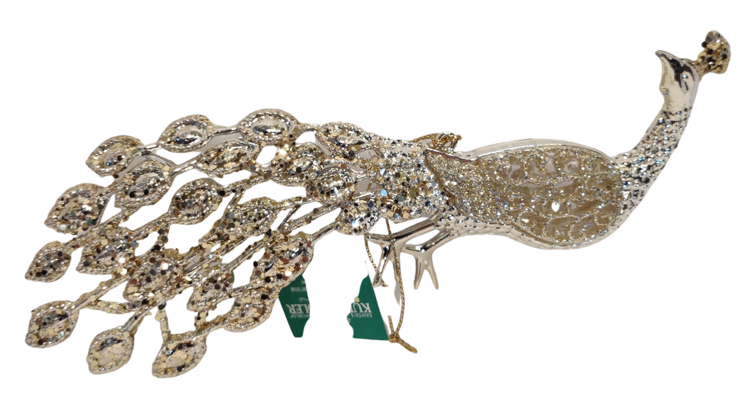 Gold Glittered Peacock Ornament Assortment