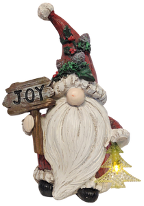 Woodland Gnome Holding Christmas Tree & Joy Sign