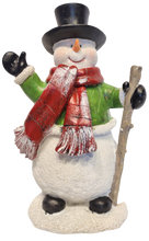 Load image into Gallery viewer, Jolly Snowman Figurine with Red Hat/Happy Holiday Sign or Snowman with Black Hat/Red Scarf
