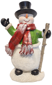 Jolly Snowman Figurine with Red Hat/Happy Holiday Sign or Snowman with Black Hat/Red Scarf