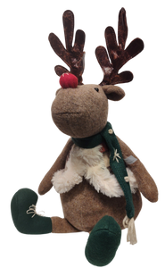 Plush Reindeer Shelf Sitter with Red Scarf/Red Boots or Green Scarf/Green Boots