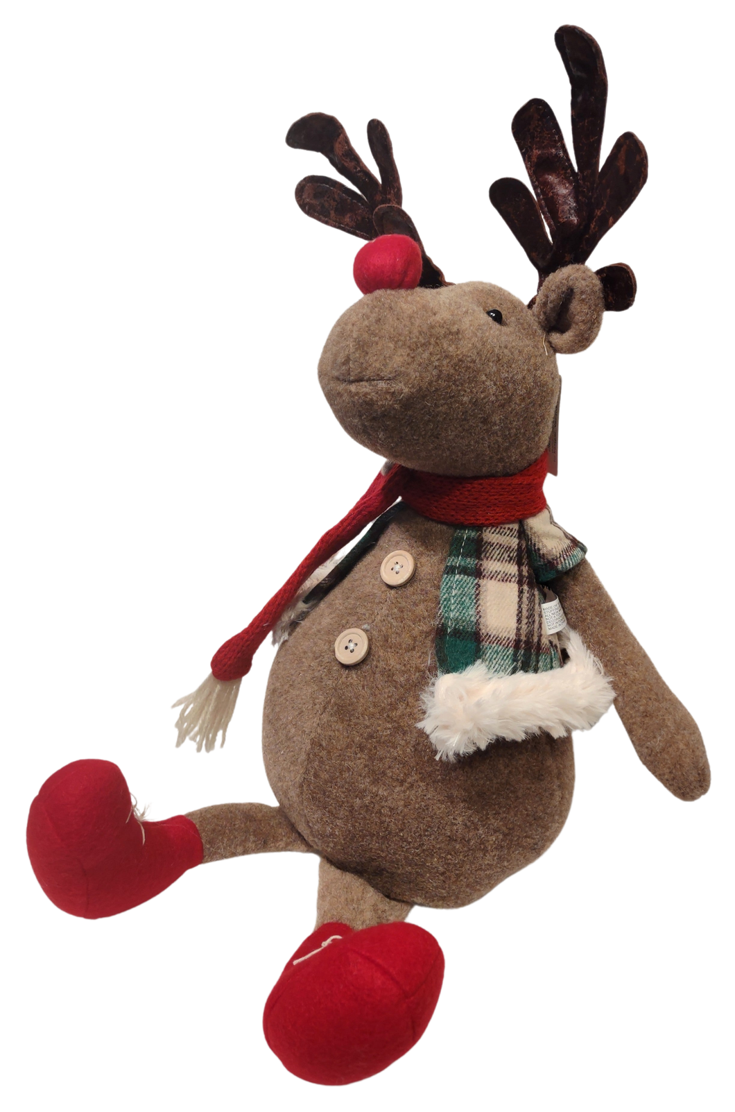 Plush Reindeer Shelf Sitter with Red Scarf/Red Boots or Green Scarf/Green Boots