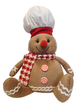 Load image into Gallery viewer, Plush Gingerbread Boy Or Girl  Shelf Sitter with Chef Hat
