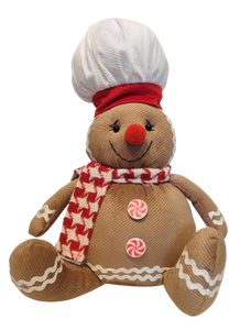 Plush Gingerbread Boy Or Girl  Shelf Sitter with Chef Hat