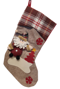 Burlap Christmas Stocking with Snowman, Santa or Reindeer Applique