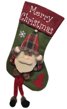 Load image into Gallery viewer, Christmas Stocking with Santa, Reindeer or Snowman Applique &amp; Long Legs
