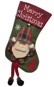 Christmas Stocking with Santa, Reindeer or Snowman Applique & Long Legs