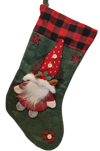 3D Red, Grey or Green Gnome Christmas Stocking
