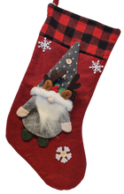 Load image into Gallery viewer, 3D Red, Grey or Green Gnome Christmas Stocking
