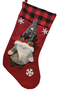 3D Red, Grey or Green Gnome Christmas Stocking