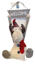 Load image into Gallery viewer, Plush Light Up Reindeer with Red Arms/Red Boots or Grey Arms/Grey Boots Holding Welcome Sign
