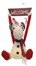 Load image into Gallery viewer, Plush Light Up Reindeer with Red Arms/Red Boots or Grey Arms/Grey Boots Holding Welcome Sign
