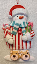 Load image into Gallery viewer, Clay Dough Santa or Snowman Ornament Wearing Pajamas
