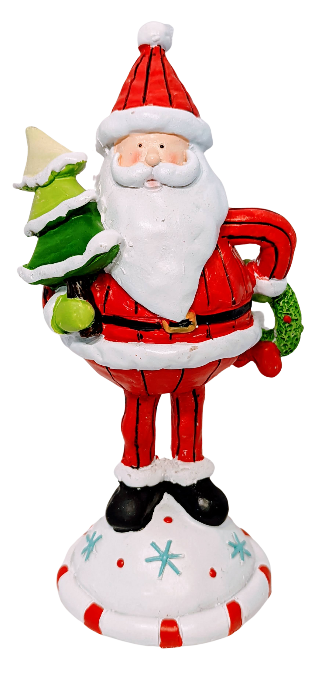 Santa Figurine with Christmas Tree & Wreath or Sack of Presents or Snowman