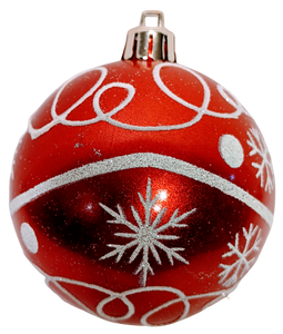 Shatterproof Red Ornament with White Design