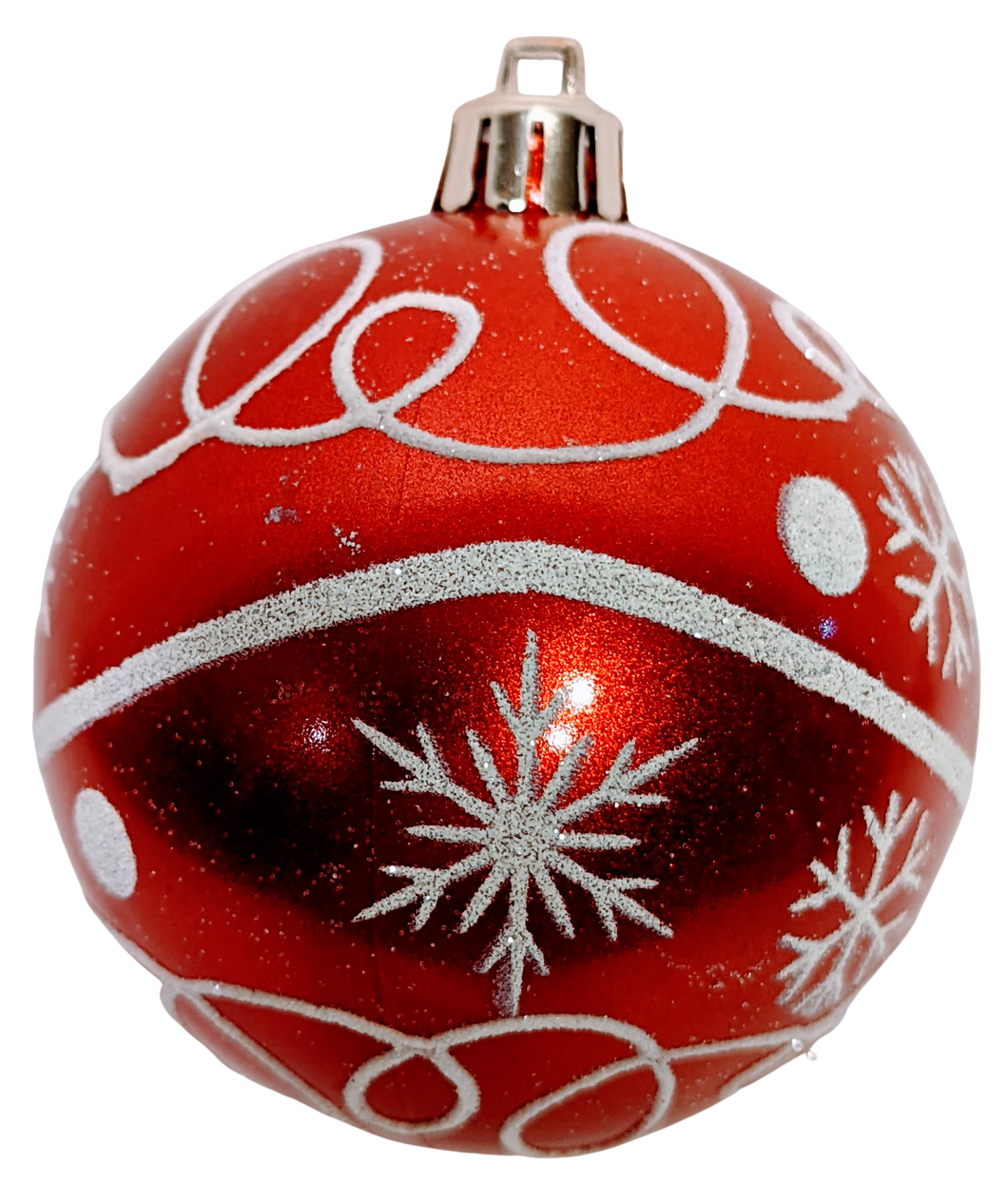 Shatterproof Red Ornament with White Design