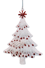 Load image into Gallery viewer, Red and White Glittered Tree Ornaments with Snow Assortment

