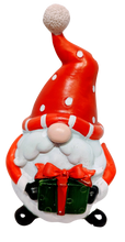 Load image into Gallery viewer, Happy Holidays Red/White Santa Gnome Figurine Holding Peppermint Candy or Christmas Gift
