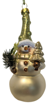 Load image into Gallery viewer, Ivory and Sage Glass Snowman Ornaments
