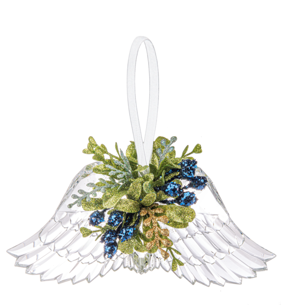 Acrylic Mistletoe Angel Wings Ornament