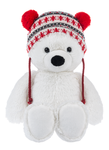 Plush White Bear with Red Winter Hat