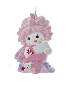 "Baby's 1st Christmas" Girl Snow Kid Ornament