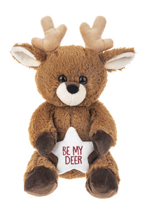 Plush Reindeer Holding Star - Merry Christmas, Be My Deer or Believe