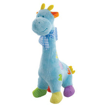 Load image into Gallery viewer, Blue Plush Baby Giraffe Rattle
