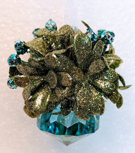 Winter Ice Blue Jewel Mistletoe Ornament