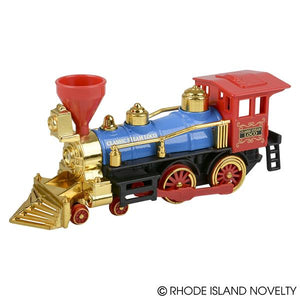Blue/Red 7" Diecast Pull Back Locomotive With Metallic Accent