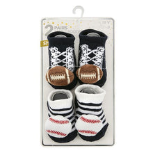 Load image into Gallery viewer, Sports Baby Boy Rattle Booties 2 pack
