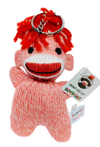 Plush Pink Sock Monkey  Key Chain 4"