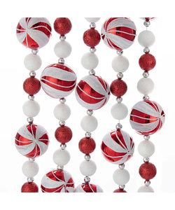 Red & White Glitter Candy Ball Garland 6FT