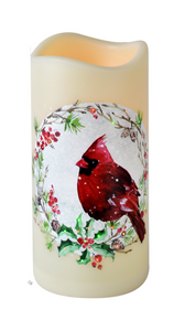 LED Light Up Red Cardinal Pillar Candle