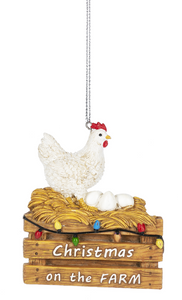 Christmas On The Farm Ornament with Chicken & Eggs Ornament