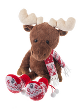 Load image into Gallery viewer, Christmas Moose or Reindeer Plush with Red Printed Scarf
