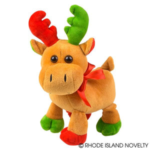 8" Moose Plush with red/green antlers & red bow