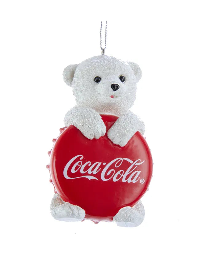 Coca-Cola Polar Bear Cub with Bottle Cap Ornament