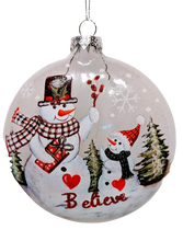 Load image into Gallery viewer, Glass Painted Snowman Disc Ornament Assortment
