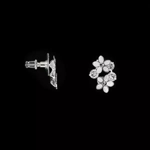 Ladies Double Flower & Crystal Earrings