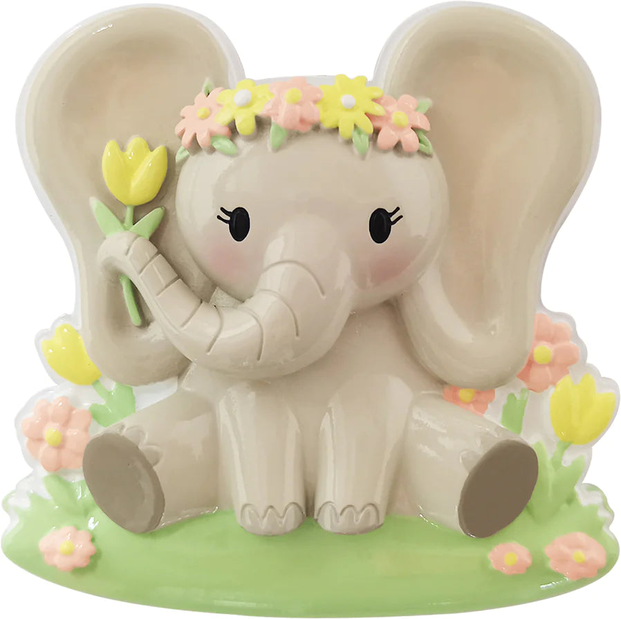 Elephant Ornament with Pink & Yellow Flowers