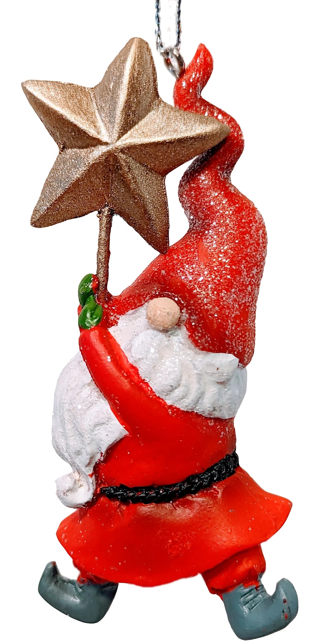 Christmas Gnome Ornament Holding Gold Star