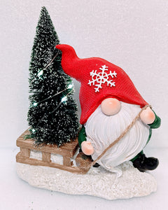 Light Up Gnome with Bottle Brush Tree Assortment