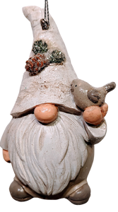 Birch Gnome Ornament Holding a Birdhouse or A Bird