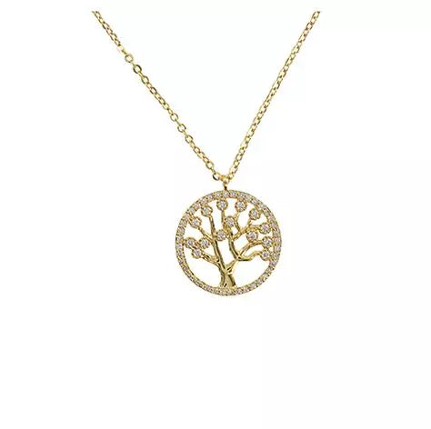 Ladies Gold Circle Tree Necklace