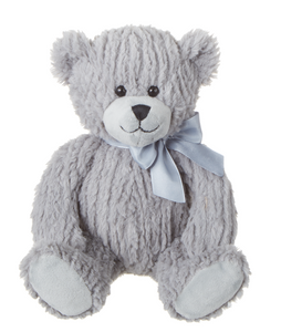 Plush Grey Bear with Grey Bow 11"