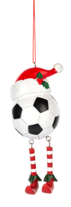 Soccer Holiday Ornament with Red Santa Hat & Dangly Legs